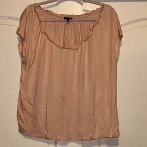 Talbots pink peach cap short sleeve ruffle neck top shirt woman's size XLP